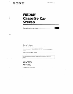 Manual Sony XR-C5100FP Car Radio