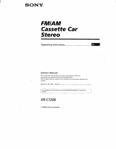 Manual Sony XR-C7200FP Car Radio