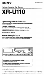 Mode d’emploi Sony XR-U110FP Autoradio