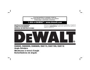 Mode d’emploi DeWalt D28115N Meuleuse angulaire