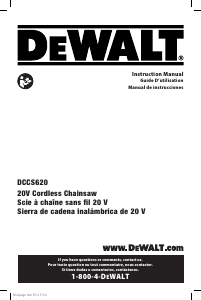 Manual DeWalt DCCS620B Chainsaw
