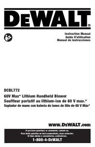 Manual DeWalt DCBL772B Leaf Blower