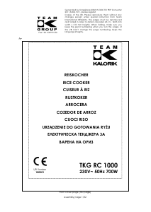 Manual Kalorik TKG RC 1000 Rice Cooker