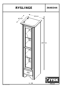 Manual JYSK Ryslinge (50x190x47) Display Cabinet
