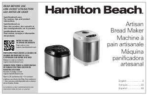 Manual Hamilton Beach 29987 Bread Maker