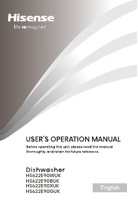 Manual Hisense HS622E90WUK Dishwasher