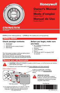 Mode d’emploi Honeywell CT87K1004/E1 Thermostat