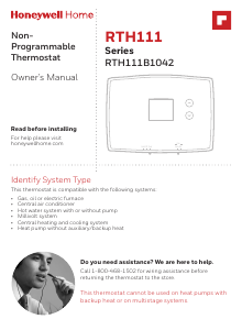 Manual Honeywell RTH111B1024/E1 Thermostat