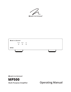 Mode d’emploi MartinLogan MP500 Amplificateur