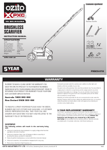 Manual Ozito PXSCS-018 Lawn Raker