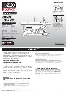 Handleiding Ozito PXTBSS-036 Tafelzaag