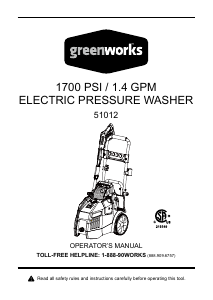 Bruksanvisning Greenworks 51012 Högtryckstvätt