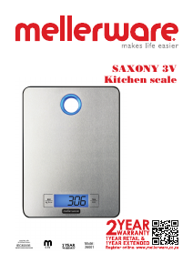 Manual de uso Mellerware 26001 Saxony Báscula de cocina