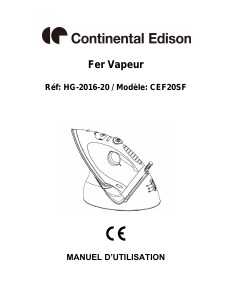 Mode d’emploi Continental Edison CEF20SF Fer à repasser