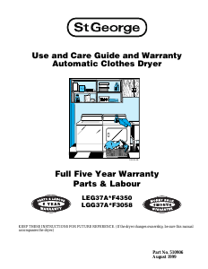 Manual Kleenmaid LEG37 Dryer