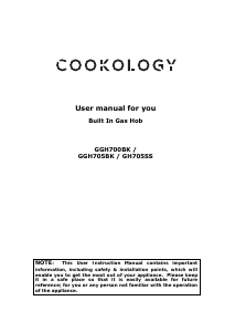 Manual Cookology GGH705BK Hob