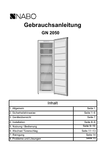 Bedienungsanleitung NABO GN 2050 Gefrierschrank