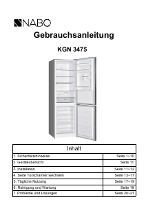 Bedienungsanleitung NABO KGN 3475 Kühl-gefrierkombination