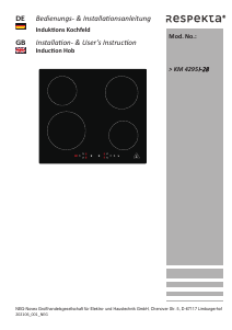 Bedienungsanleitung Respekta KM4295i-28 Kochfeld