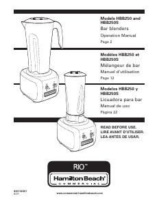 Manual de uso Hamilton Beach HBB250 Batidora