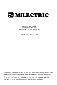 Manual Milectric RFD-213W Frigorífico combinado