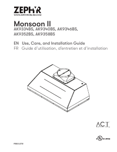 Mode d’emploi Zephyr AK9358BS Monsoon II Hotte aspirante