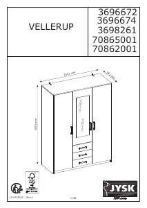 说明书 JYSK Vellerup (58x200x150) 衣柜