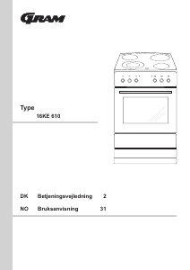 Brugsanvisning Gram 16KE 610 Komfur