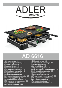 Manual Adler AD 6616 Raclette Grill