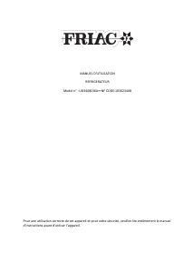 Mode d’emploi Friac UD3408DIXA++NF Réfrigérateur combiné