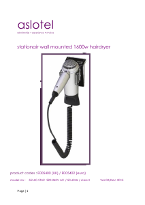 Manual Aslotel E005400 Hair Dryer