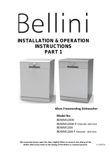 Manual Bellini BDWM126X-F Dishwasher