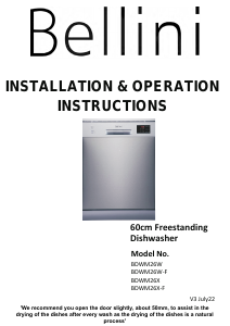 Manual Bellini BDWM26X-F Dishwasher