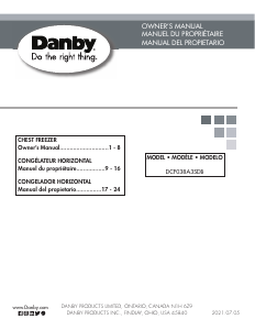Mode d’emploi Danby DCF038A3SDB Congélateur