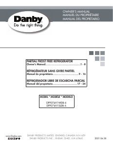 Handleiding Danby DPF074V1SLDB-6 Koel-vries combinatie