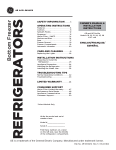 Manual de uso GE GNE21FYKFS Frigorífico combinado