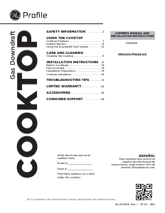 Mode d’emploi GE PGP9830SRSS Table de cuisson