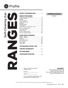 Manual GE PGS930YPFS Range