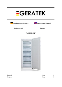 Bedienungsanleitung Geratek Pori GS1100W Gefrierschrank