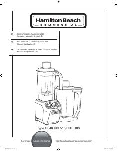 Manual Hamilton Beach HBF510 Blender