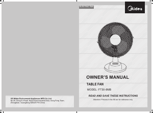 Manual Midea FT30-8MB Fan