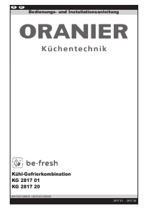 Bedienungsanleitung Oranier KG 2817 20 Kühl-gefrierkombination