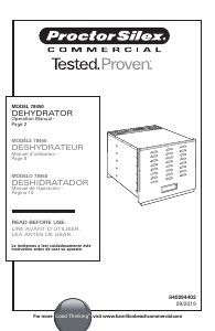 Manual de uso Proctor Silex 78450 Deshidratador