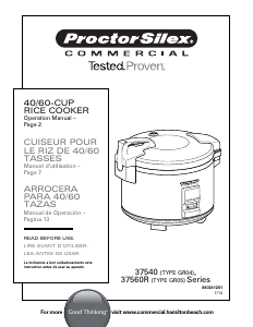 Manual de uso Proctor Silex 37560R Arrocera