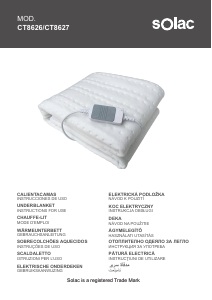 Manual Solac CT8626 Cobertor eléctrico