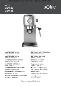 Manuale Solac CE4523 Macchina per espresso