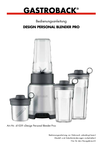 Bedienungsanleitung Gastroback 41039 Design Personal Pro Standmixer