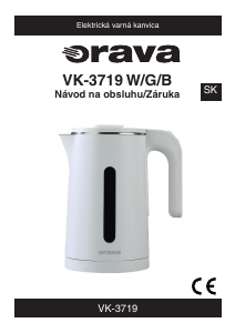Návod Orava VK-3719 W Kanvica