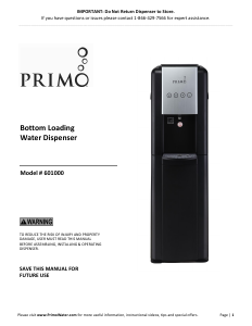 Handleiding Primo 601000 Waterdispenser