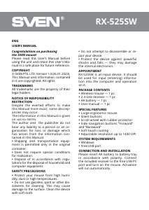 Handleiding Sven RX-525SW Muis